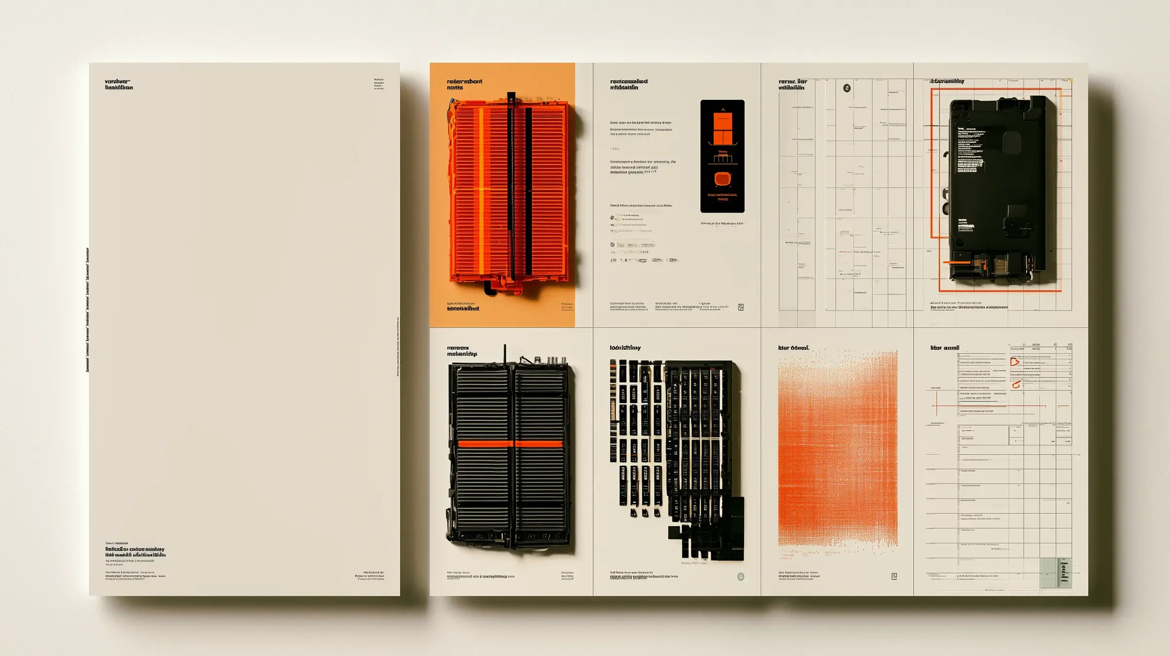 Editorial privacy instruments arranged on a measured grid to represent metadata inspection